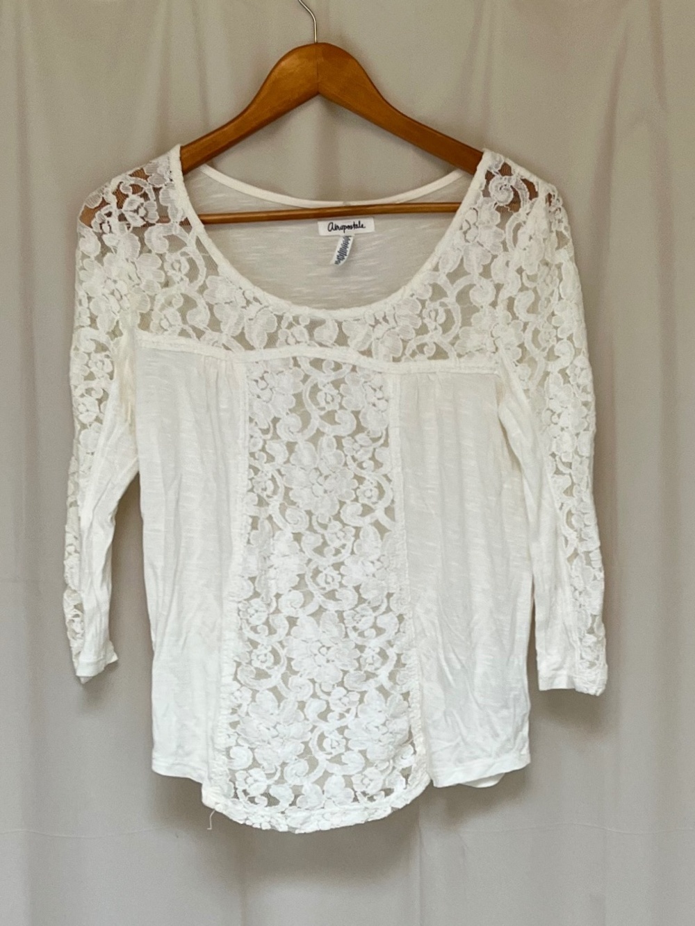Aeropostale white lacy long sleeve top (S) nwot